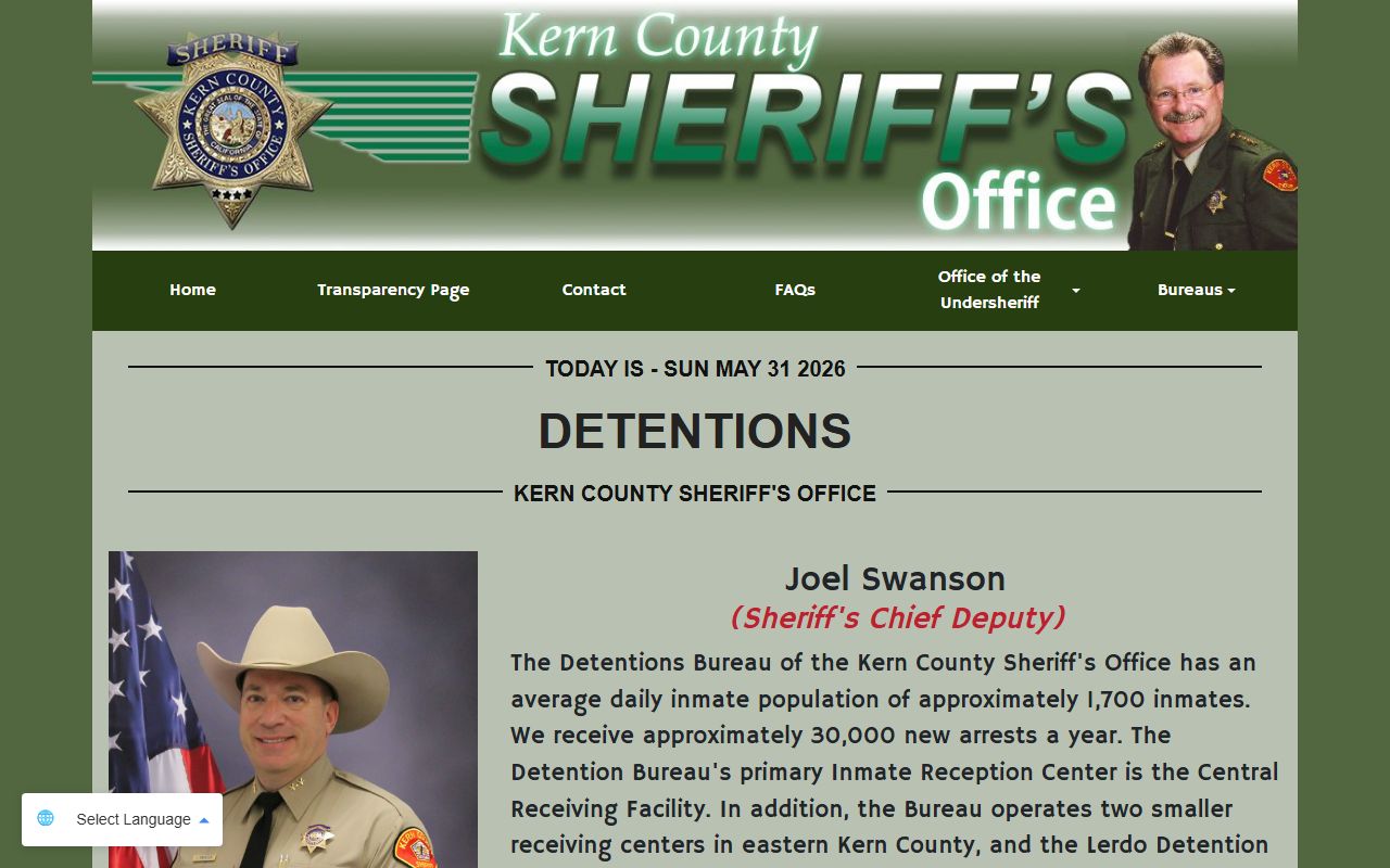 Kern County inmate population detentions facility list